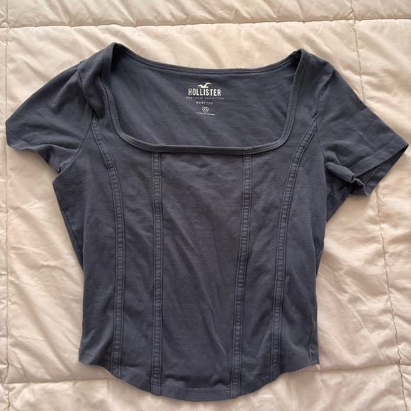 Hollister Gray-Blue Corset Tee - Picture 2 of 4